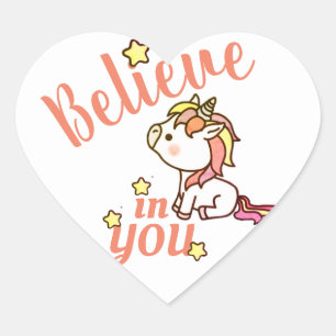 Sticker Cœur Encouragement Licorne Mignonne