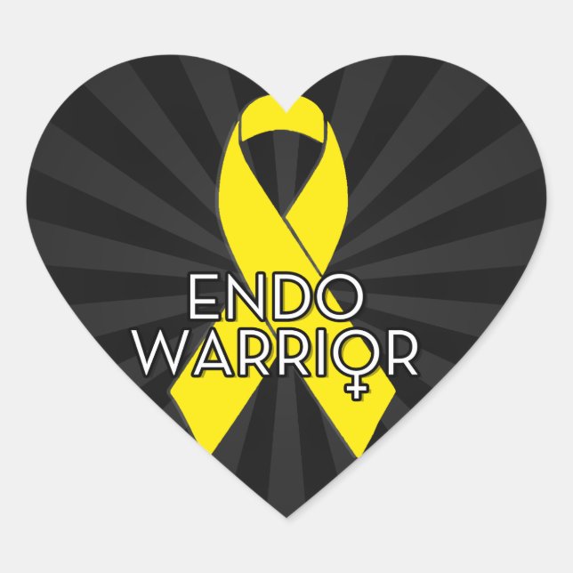Sticker Cœur Endo Guerrier Endometriose Sensibilisation Ruban J (Devant)