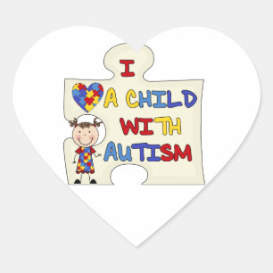 Sticker Cœur Enfant avec l'autisme Brunette fille 2