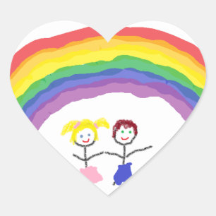 Sticker Cœur Enfants Rainbow