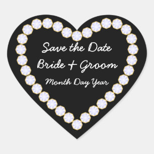 Sticker Cœur Enregistrer le coeur Date Diamond