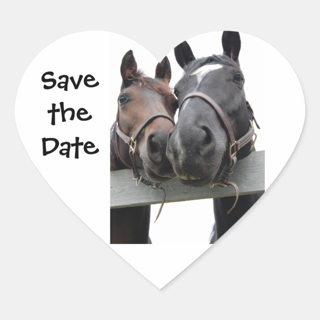 Sticker Cœur Enregistrer le Mariage campagnard Date Horse (Devant)