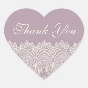 Sticker Cœur Enveloppe Mariage violet Merci
