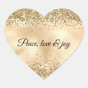 Sticker Cœur Épersion de Parties scintillant Gold Glitzy Confet