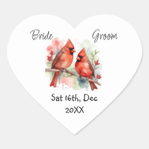 Sticker Cœur Épingle de mariage personnalisée Noël Cardinal