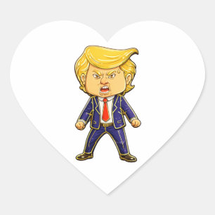 Sticker Cœur Épinglette de revers Trump heureux Chibi dessin an