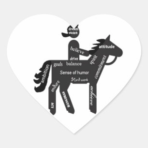 Sticker Cœur Équitation, Mots Motivationnels, Sport