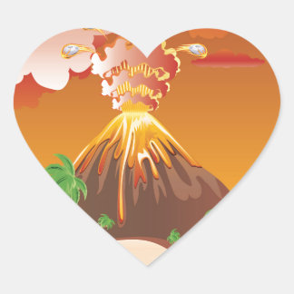 Sticker Cœur Éruption volcanique du dessin animé