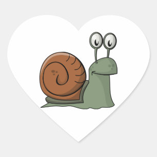 Sticker Cœur Escargot de dessin vert et Brown
