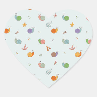 Sticker Cœur Escargots amusants