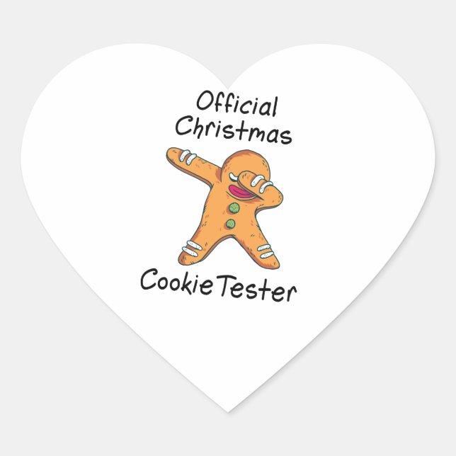 Sticker Cœur Essai officiel de cookie de Noël (Devant)