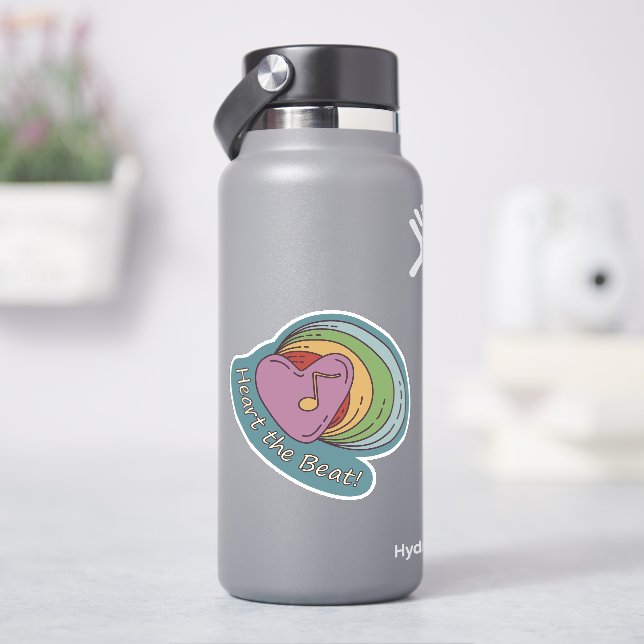 Sticker Coeur et arc-en-ciel : Doodles pour les mélomanes (HydroFlask)