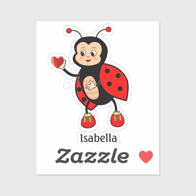 Sticker Coeur et coccinelle (Feuille)