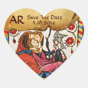 STICKER CŒUR ETERNEL AMOUR SAVE DATE COEUR MONOGRAM PARCHEMENT