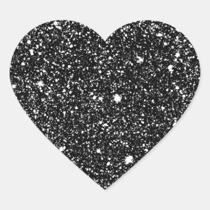 Sticker Cœur Étoiles d'étincelles noires
