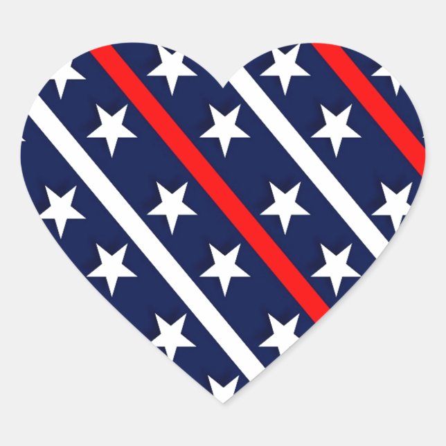 Sticker Cœur étoiles patriotiques rouges bleues (Devant)