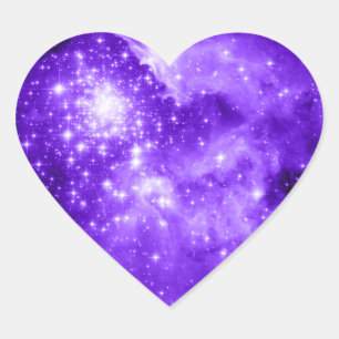 Sticker Cœur Étoiles violettes