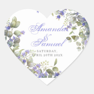 Sticker Cœur Eucalyptus romantique et Mariage de lavande