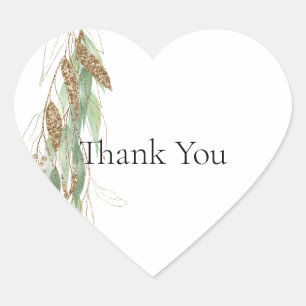 Sticker Cœur Eucalyptus Vert Mariage Glitzy