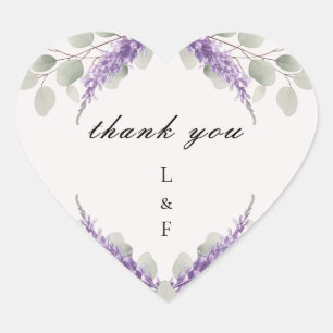 Sticker Cœur Eucalyptus Violet Merci de lavande de verdure