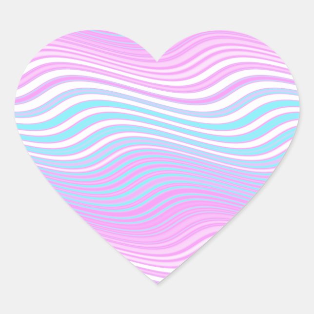 Sticker Cœur Évolution des vagues striées : (Devant)
