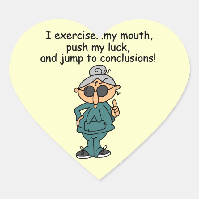 Sticker Cœur Exercice, Push, Jump Humour (Devant)