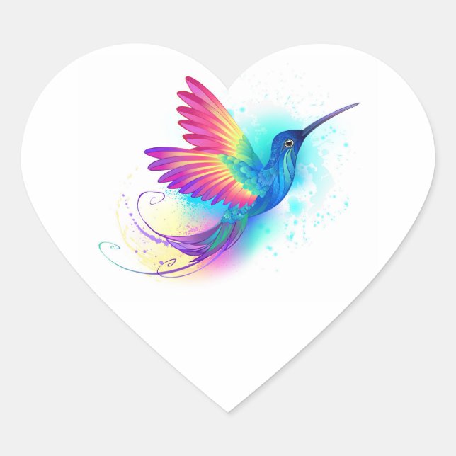 Sticker Cœur Exotic Rainbow Hummingbird (Devant)