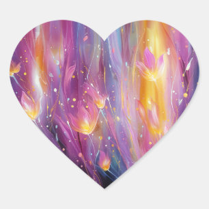 Sticker Cœur Explosion florale lumineuse abstraite