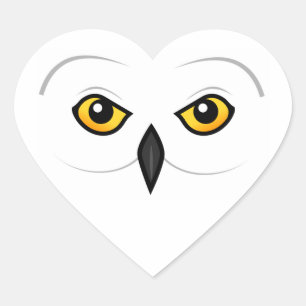 Sticker Cœur Face de Chouette neigeuse Birdorable