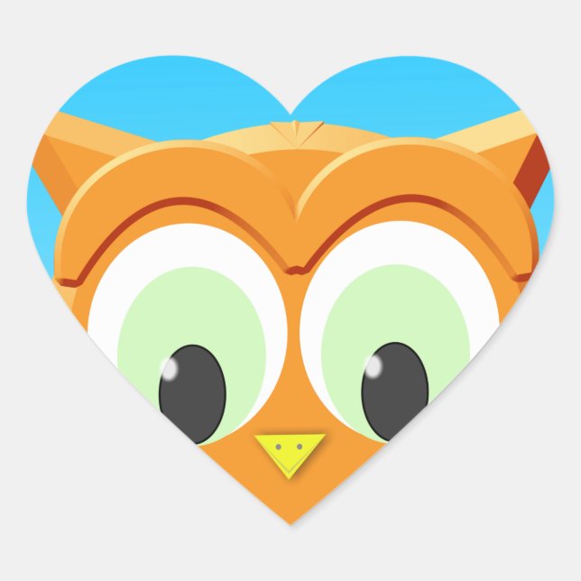 Sticker Cœur Face D'Une Petite Chouette (Devant)