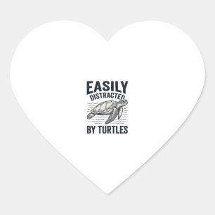 Sticker Cœur Facilement Distrait Par Les Tortues Design De T-Sh