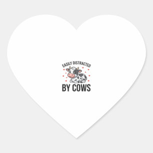 Sticker Cœur Facilement distrait par les vaches Graphique de va