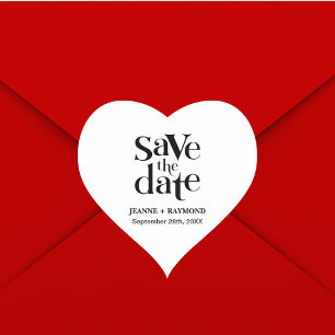 Sticker Cœur Faire-Part de Mariage Moderne "Save The Date"