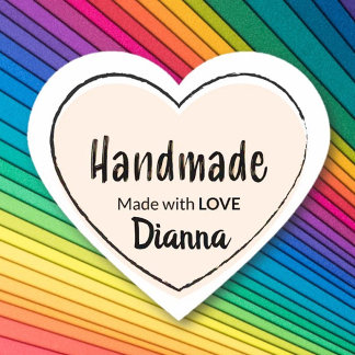 Sticker Cœur Fait à la main avec amour ! Offre cadeau personnal