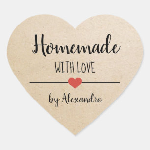 Sticker Cœur Fait maison avec amour kraft sur mesure