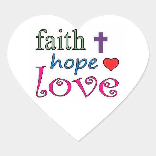Sticker Cœur Faith Hope Love Cross Heart (Devant)