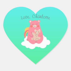 Sticker Cœur Famille d'ours 