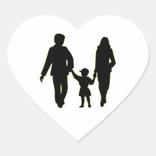 Sticker Cœur Famille tenant la silhouette de mains