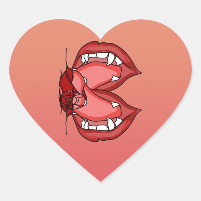 Sticker Cœur Fangs lâchés : L'expression féroce d'un vampire (Devant)
