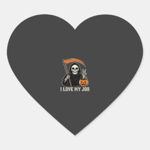 Sticker Cœur Faucheuse J'aime Mon Travail Dessin Halloween