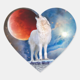 Sticker Cœur Faune Loup gris conception animal amoureux