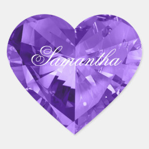 Sticker Cœur Faux Fluisantes Améthyste Purple Gemstone Personna