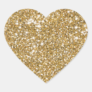 Sticker Cœur Faux Golden Yellow Parties scintillant Texture Loo