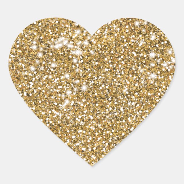 Sticker Cœur Faux Golden Yellow Parties scintillant Texture Loo (Devant)