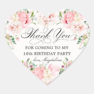 Sticker Cœur Faveur de remerciement de fête d'anniversaire 18 a