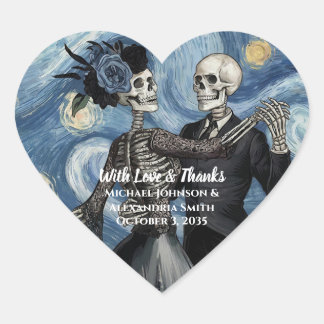Sticker Cœur Favori de mariage squelette Van Gogh jusqu'à la mo