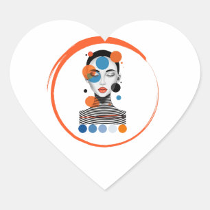 Sticker Cœur femme rêveuse