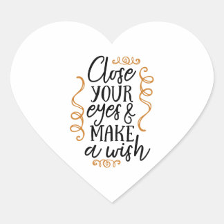 Sticker Cœur fermez les yeux et faites un voeu