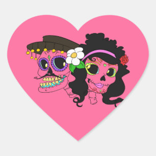 Sticker Cœur Festive Day of the Dead Art