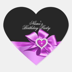 Sticker Cœur Fête d'anniversaire élégante cœur rose, tout âge